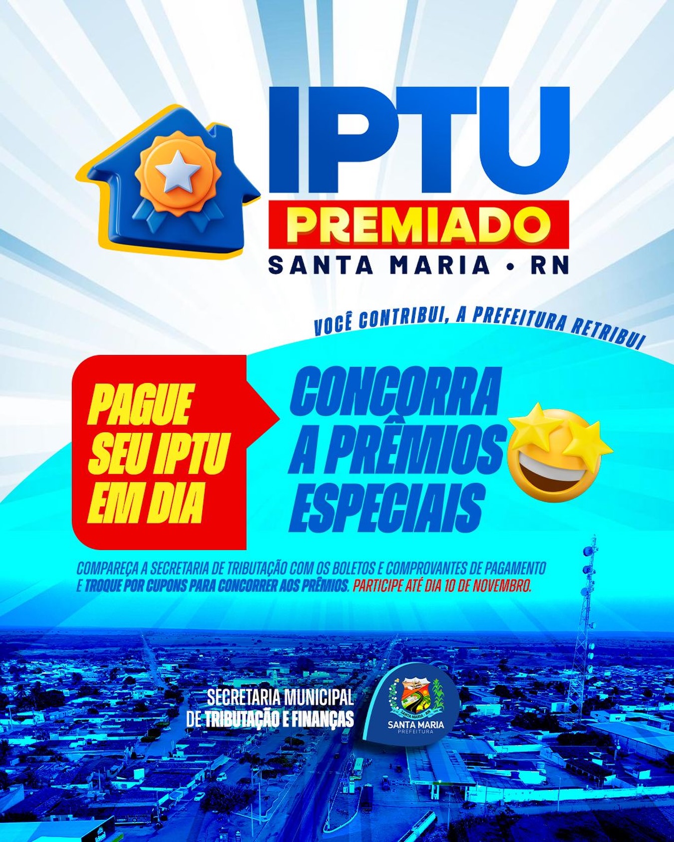 Prefeitura de Santa Maria lança campanha “IPTU Premiado 2026”.